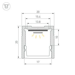 Профиль SL-SLIM20-H20-3000 ANOD (Arlight, Алюминий) 036038