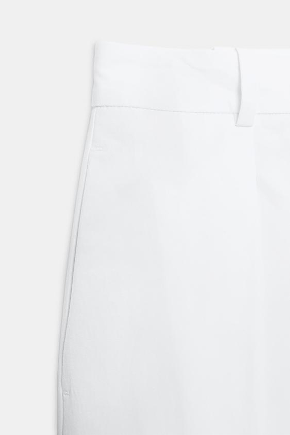 ZARA БРЮКИ ИЗ ПОПЛИНА С ЗАЩИПАМИ, БЕЛЫЙ