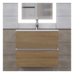 Тумба с раковиной Uperwood Barsa 60 см, раковина белая, подвесная тумба белая/дуб сонома