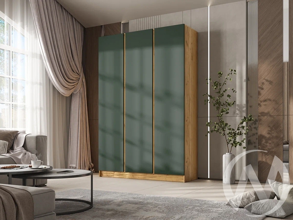 Шкаф 3-х ств. (1500) Келвин (дуб крафт/изумрудный)