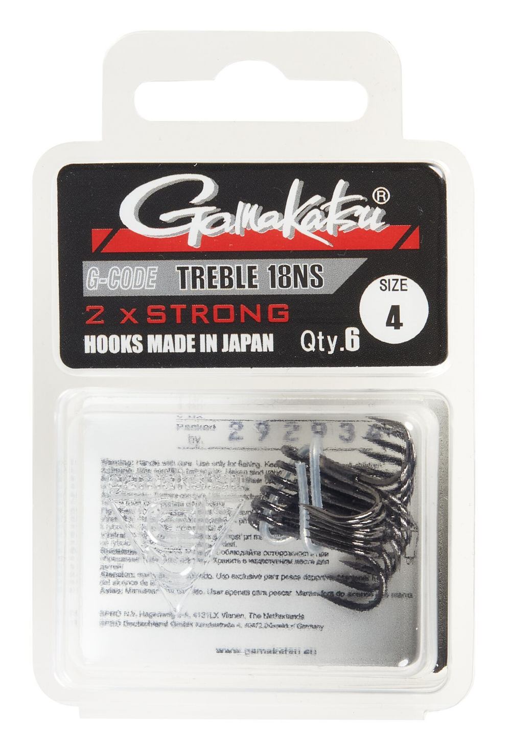 Крючки-тройники Gamakatsu 18 TREBLE BLACK разм. 04 6шт.