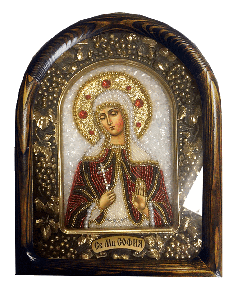 Дивеевская икона святая мученица София, печать, бисер
