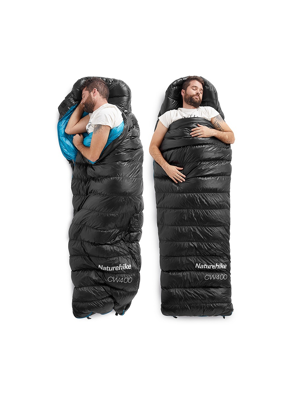Мешок спальный Naturehike Ultralight CW400 M , 210х75 см, (правый) (ТК: +5C), черный