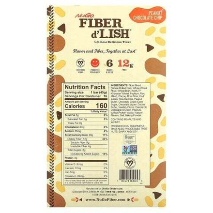 Гейнеры NuGo Nutrition, Fiber d'Lish, арахисовая крошка с шоколадом, 16 батончиков по 45 г (1,6 унции)