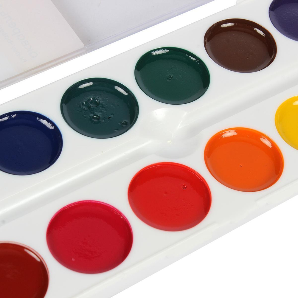 Акварель медовая "Юный художник" 12 цветов, без кисти, пластик (Гамма)