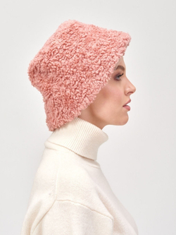 Панама на зиму из шерсти, розовая, SilverFox