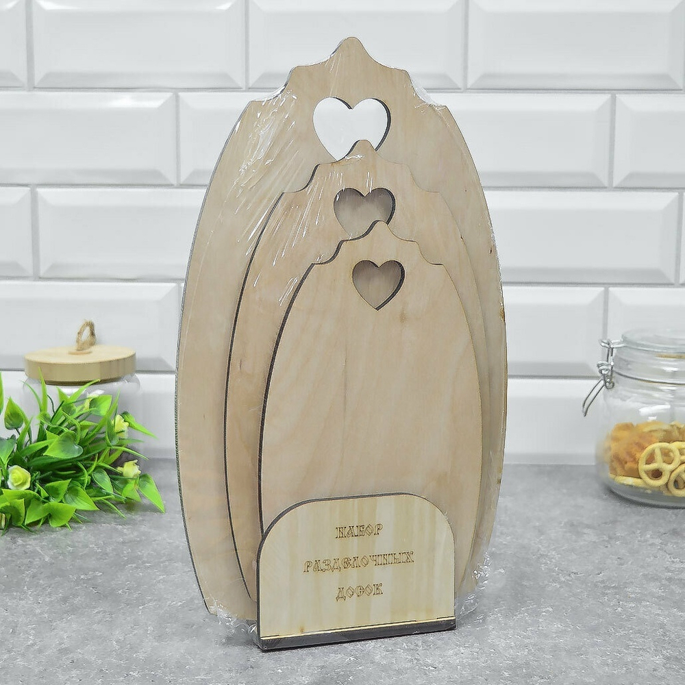 Набор разделочных досок фанера на подставке, 2319