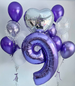 Воздушные шары фиолетовый на 9 лет для девочки №3094
