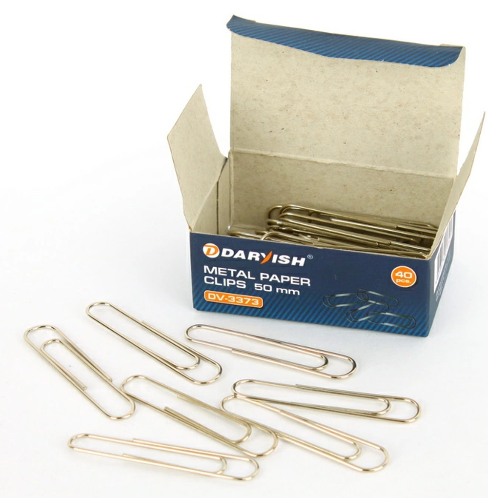 Скрепки 50мм. никелированные 40шт/уп. (Darvish)