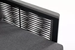 "Сан Ремо" кресло плетеное из роупа садовое, каркас алюминий темно-серый, роуп серый, ткань серая