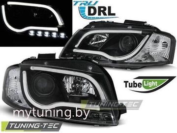 Передние фары Audi A3 8P led tube lights black tru drl