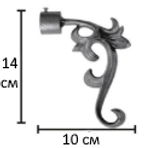 Наконечники кованых карнизов для штор d25 мм "Лиана", цвет черный
