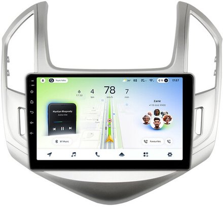 Магнитола для Chevrolet Cruze 1 2012-2015 (рамка серебро) - Teyes CC4L монитор 9" IPS на Android 14, Snapdragon 662, CarPlay, 4G SIM-слот