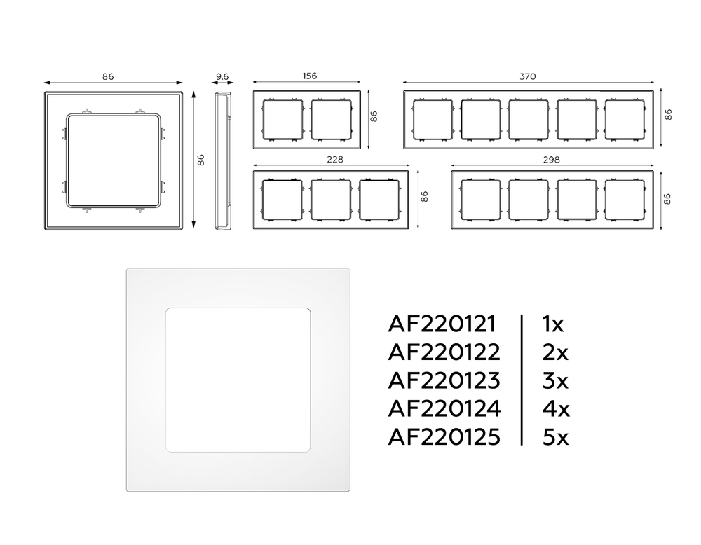 AF220122 Рамка ALFA Techno (Белый матовый) 2-ая