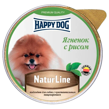 Консервы HAPPY DOG Natur Line для собак, ягненок и рис - 125 гр