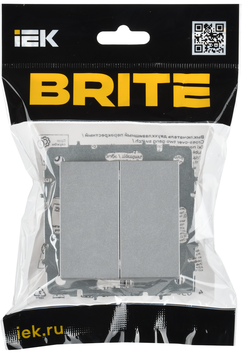 BRITE Выключатель 2-клавишный перекрестный 10А ВС10-2-3-БрА алюминий IEK