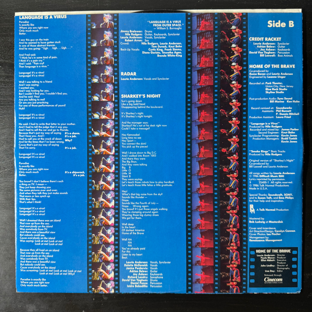 Laurie Anderson ‎– Home Of The Brave (США 1986г.)
