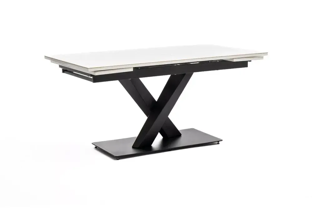 "Юпитер" стол интерьерный раздвижной обеденный из керамики, цвет белый глянцевый