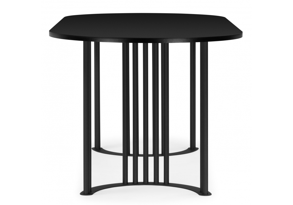 Стол деревянный Woodville Хьюго О 180 х 90 черная шагрень пленка, черные ноги, ножки черные