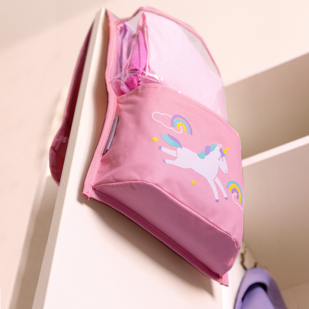 Набор для детского сада: кармашек, коврик, мешок. Единорог розовый