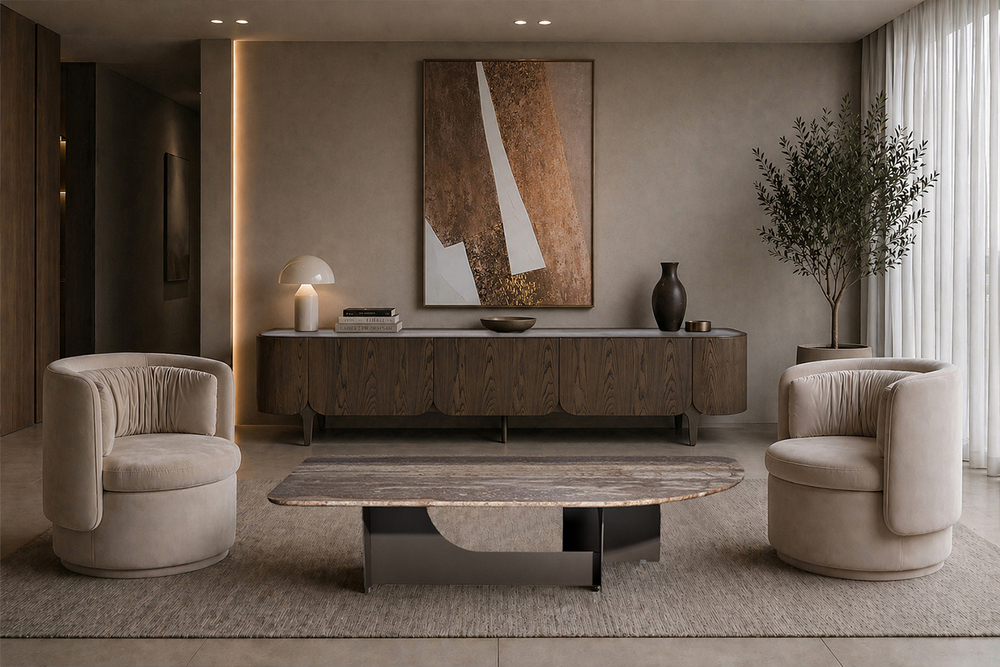 Тумба под телевизор Garda Decor Травертин (Travertine) 220*42*52,5 см