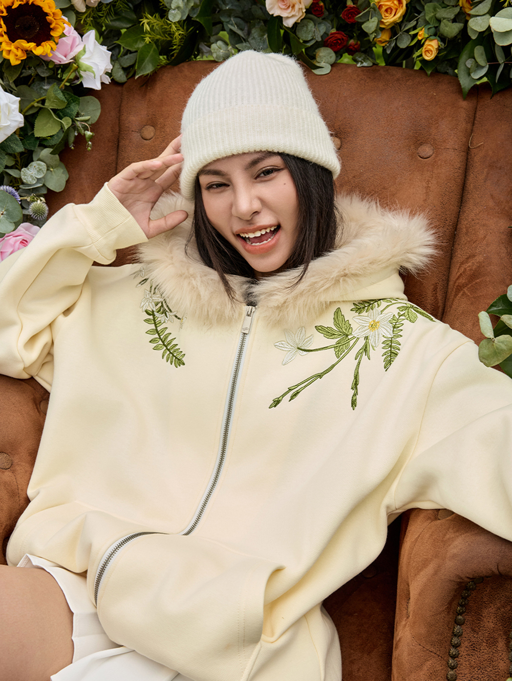 Худи HARSHandCRUEL "Flowers" Fur Hoodie