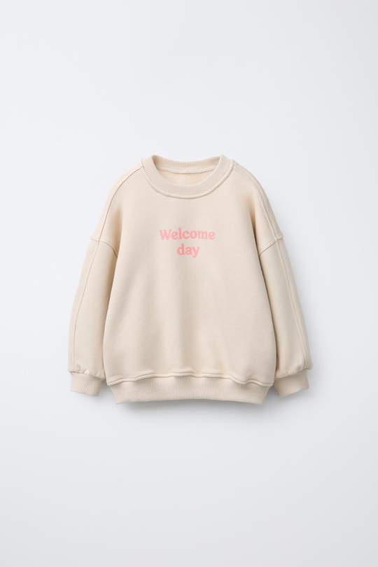 ZARA ТОЛСТОВКА С НАДПИСЬЮ, СВЕТЛО-ФИСТАШКОВЫЙ
