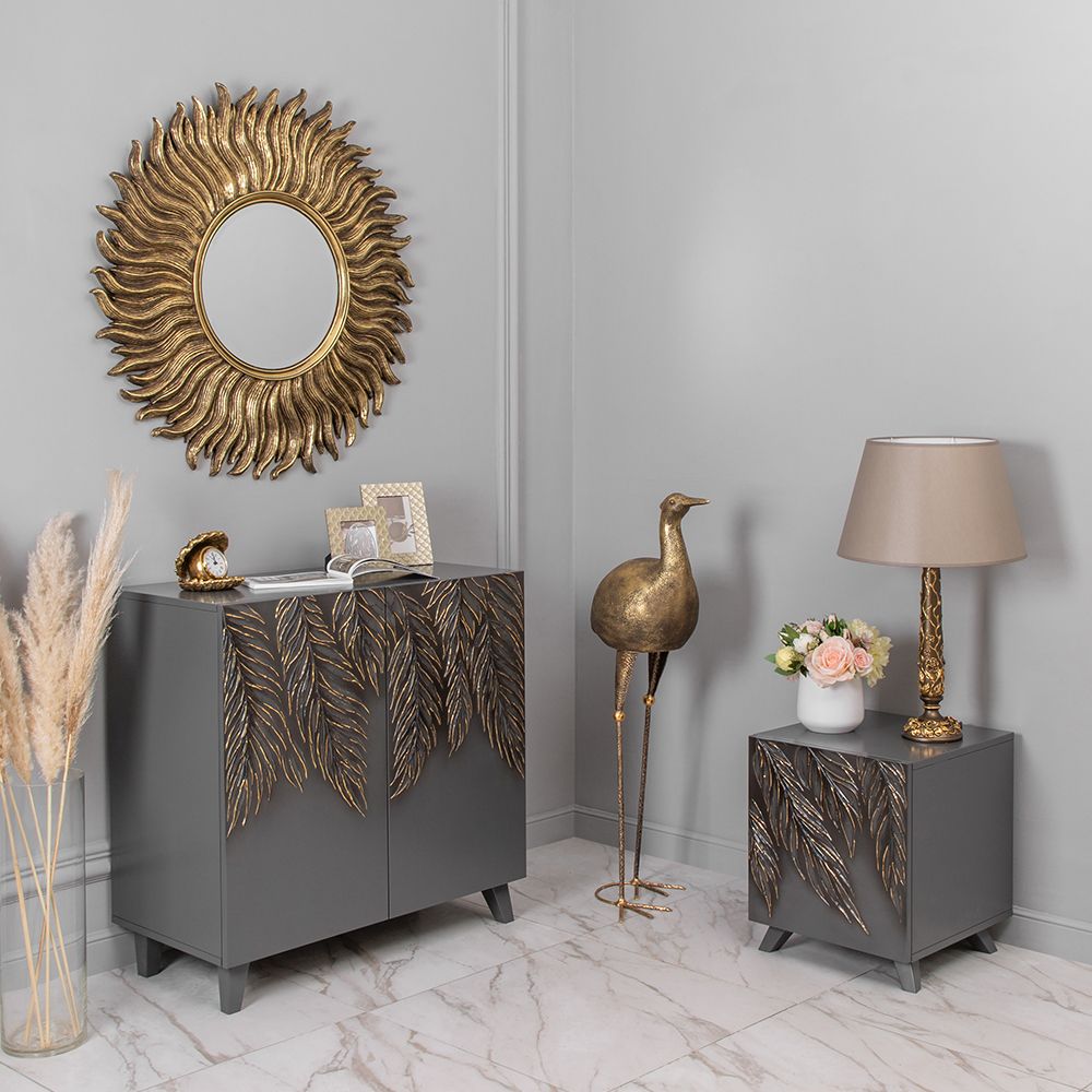 Тумба прикроватная Тропик Сканди Серый Голд левая