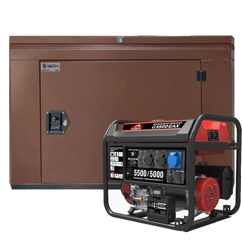 Генератор бензиновый SUNREKA G5500EAX с кожухом Geon 1200 RAL 8017