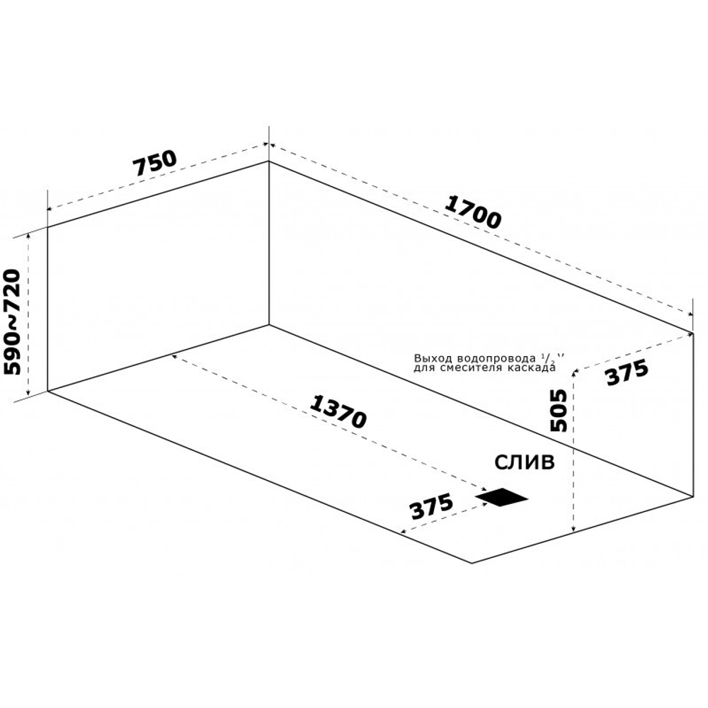 Акриловая ванна Bas (Бас) Бали 170х75, с каркасом