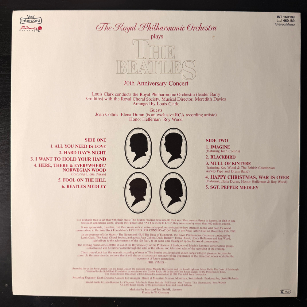 The Royal Philharmonic Orchestra – Plays The Beatles-20th Anniversary Concert (Германия 1982г.)