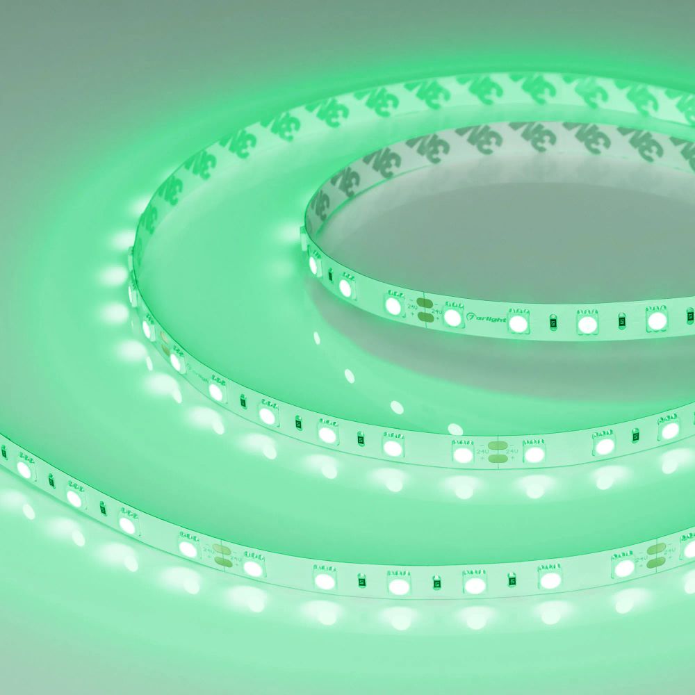 Светодиодная лента RT-B60-10mm 24V Green (14.4 W/m, IP20, 5060, 5m) (Arlight, Открытый) 008818(2)