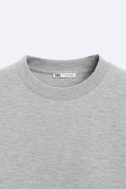 ZARA ТОЛСТОВКА ИЗ ПЛОТНОЙ ТКАНИ, СЕРЫЙ С МЕЛАНЖЕВЫМ ЭФФЕКТОМ