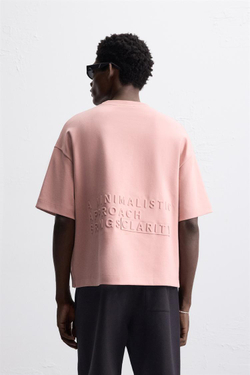 ZARA ФУТБОЛКА С НАДПИСЬЮ, ПАСТЕЛЬНО-РОЗОВЫЙ