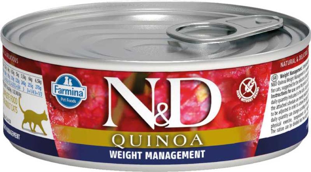 Консервы FARMINA N&amp;D Quinoa Weight Management для взрослых кошек, контроль веса, 80 гр