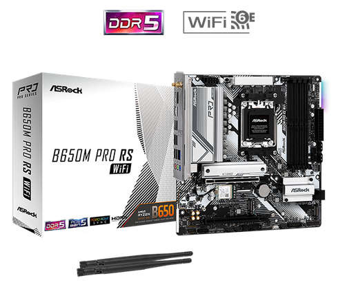 Материнская плата ASRock B650M PRO RS WIFI AM5 4xDDR5 4xSATA3 3xM.2 HDMI DP mATX