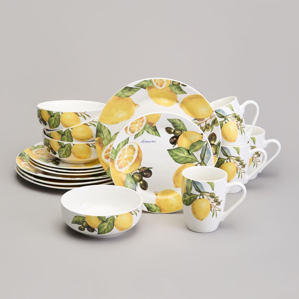 НАБОР ПОСУДЫ ОБЕДЕННЫЙ LEFARD "ЛЕМОН ТРИ" НА 4 ПЕР. 16 ПР. (КОР=2НАБ.)
