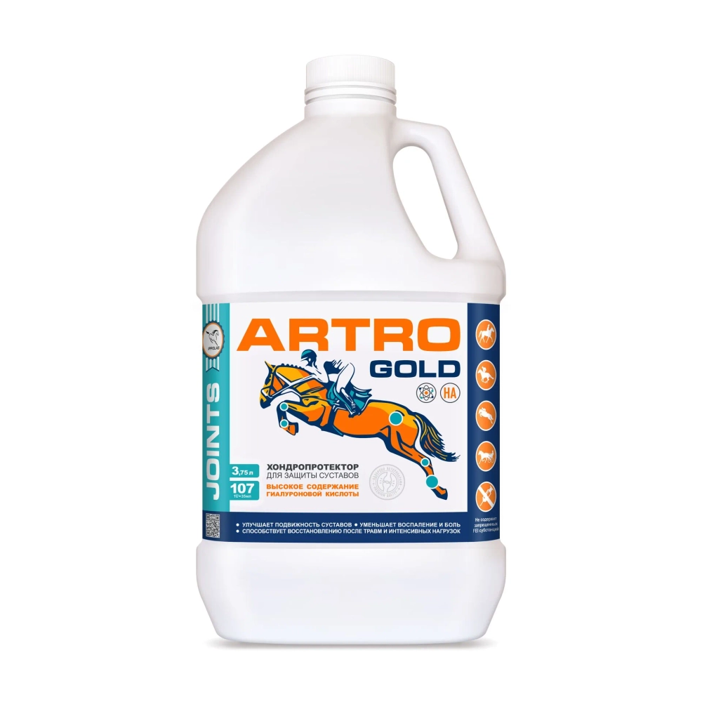 ARTRO GOLD HA - мощная формула для лошадей и собак, помогает поддерживать здоровье и гибкость суставов. Эффективна при воспалительных и дегенеративных заболеваниях суставов. 3,75л