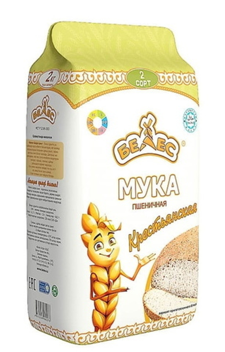 Мука пшеничная "Белес" Крестьянская 2й сорт 2кг. Казахстан
