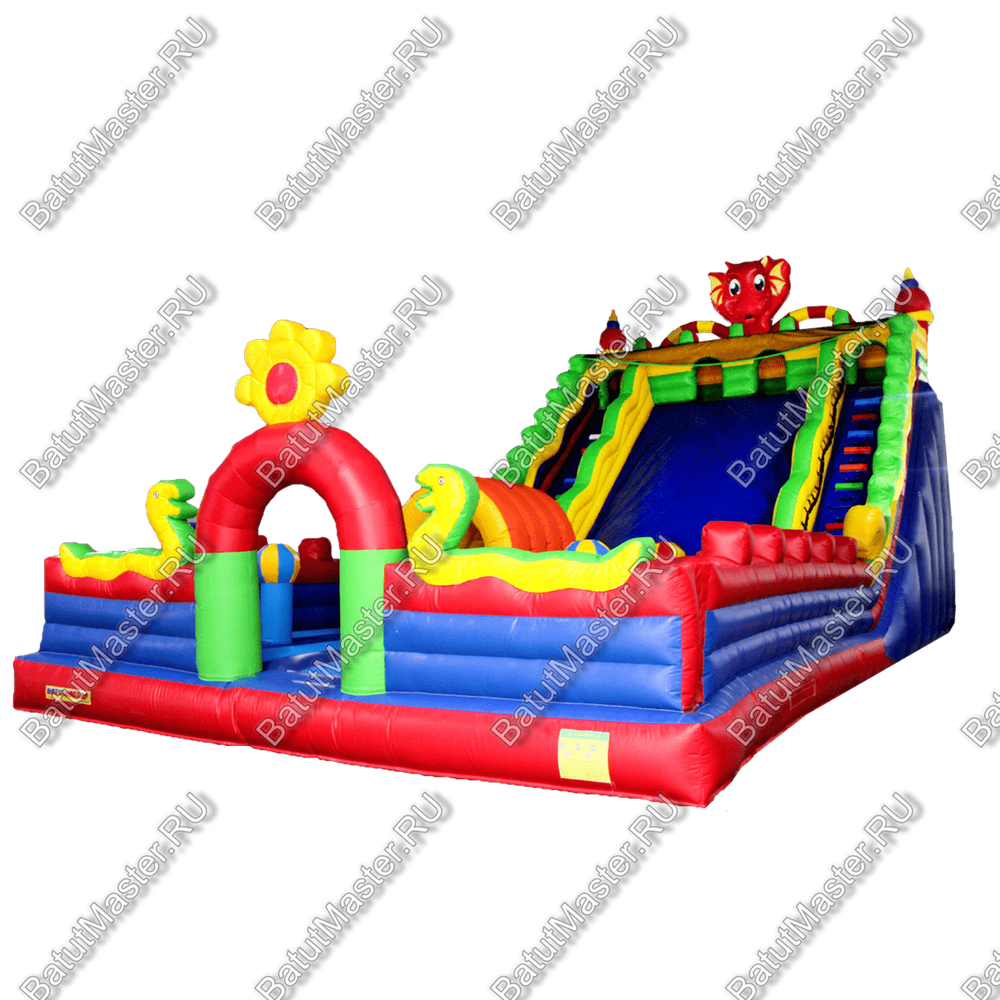 Детский надувной батут-горка "Dragons", размер 14*7*8 м
