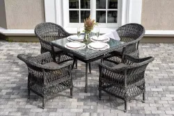 "Сицилия" обеденная группа плетеная, цвет графит