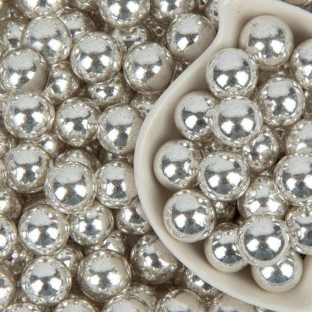 Шарики сахарные серебро 14 мм. 50 гр