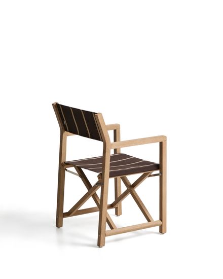 Складной уличный стул Vilara коричнево-бежевый с каркасом из акации