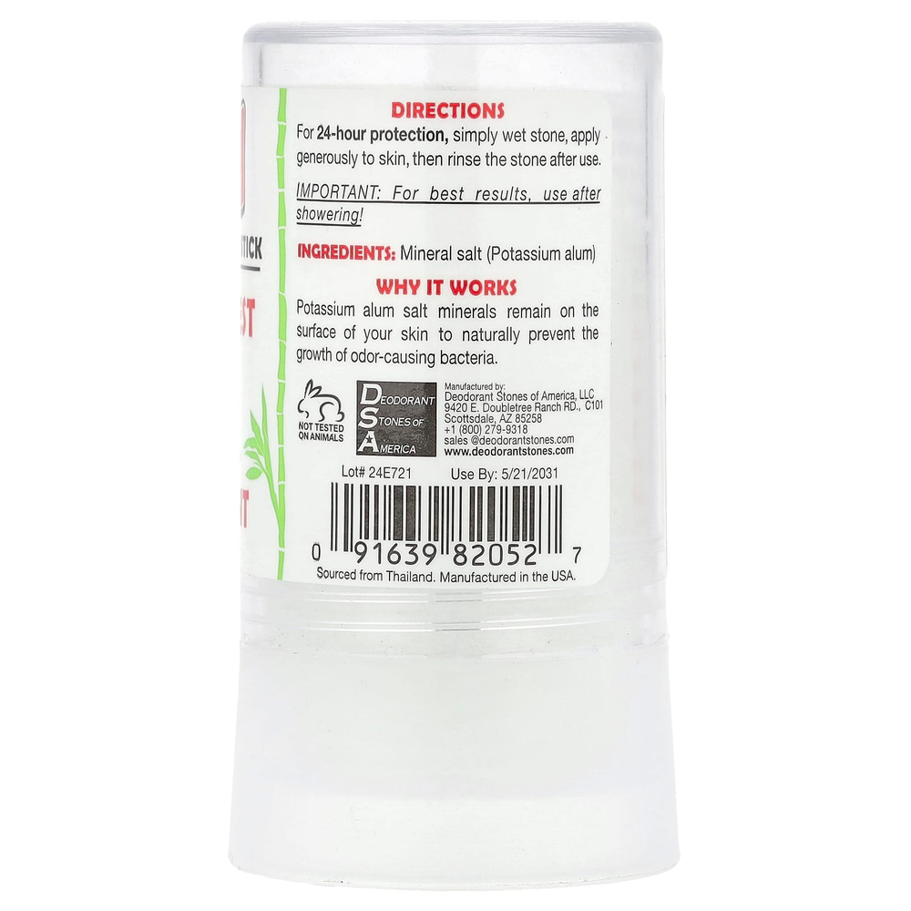 Thai Deodorant Stone, Thai Crystal Deodorant-стик, тайский кристалл, 120 г (4,25 унции)