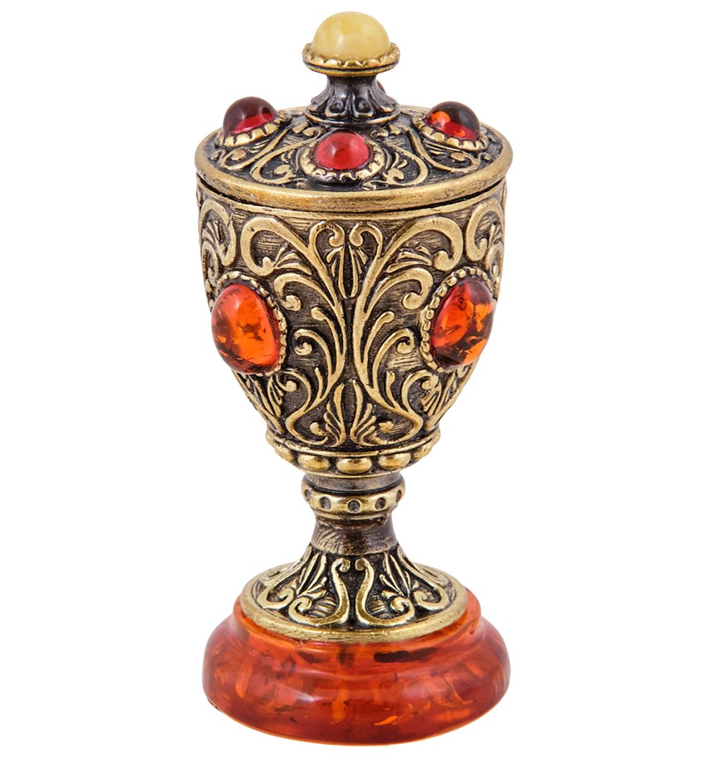 Народные промыслы AM-3784 Шкатулка «Грааль» (латунь, янтарь)