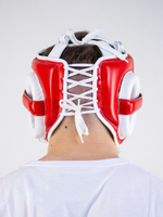 Шлем боксерский LEADERS LS RD/WH с бамперной защитой (красно-белый)