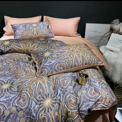 Постельное белье ЕВРО (двуспалка) Египедский Хлопок Коричневые узоры