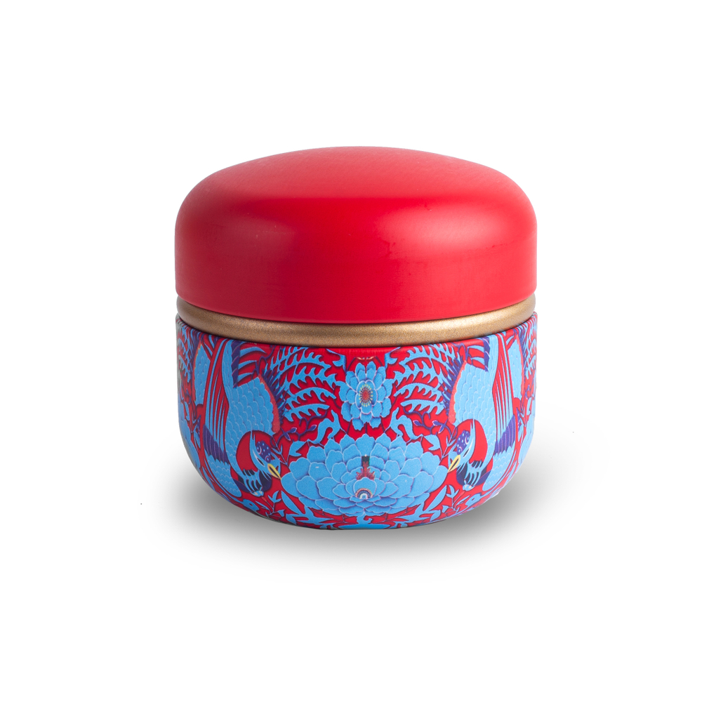 319052 Банка "Жар птица", 8,7см, жесть красный с рисунком