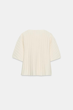 ZARA ТОП В РУБЧИК С ОБЪЕМНЫМИ РУКАВАМИ, ЭКРЮ