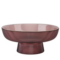 Блюдо на ножке "Frost stripe" (розовое) d=19,7см h=9см (стекло) (транспортная упаковка)